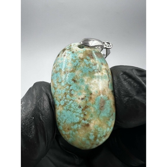3 Natural Persian Turquoise Pendants Metal Stainless Steel Hook Bulk Lot - Picture 3 of 9